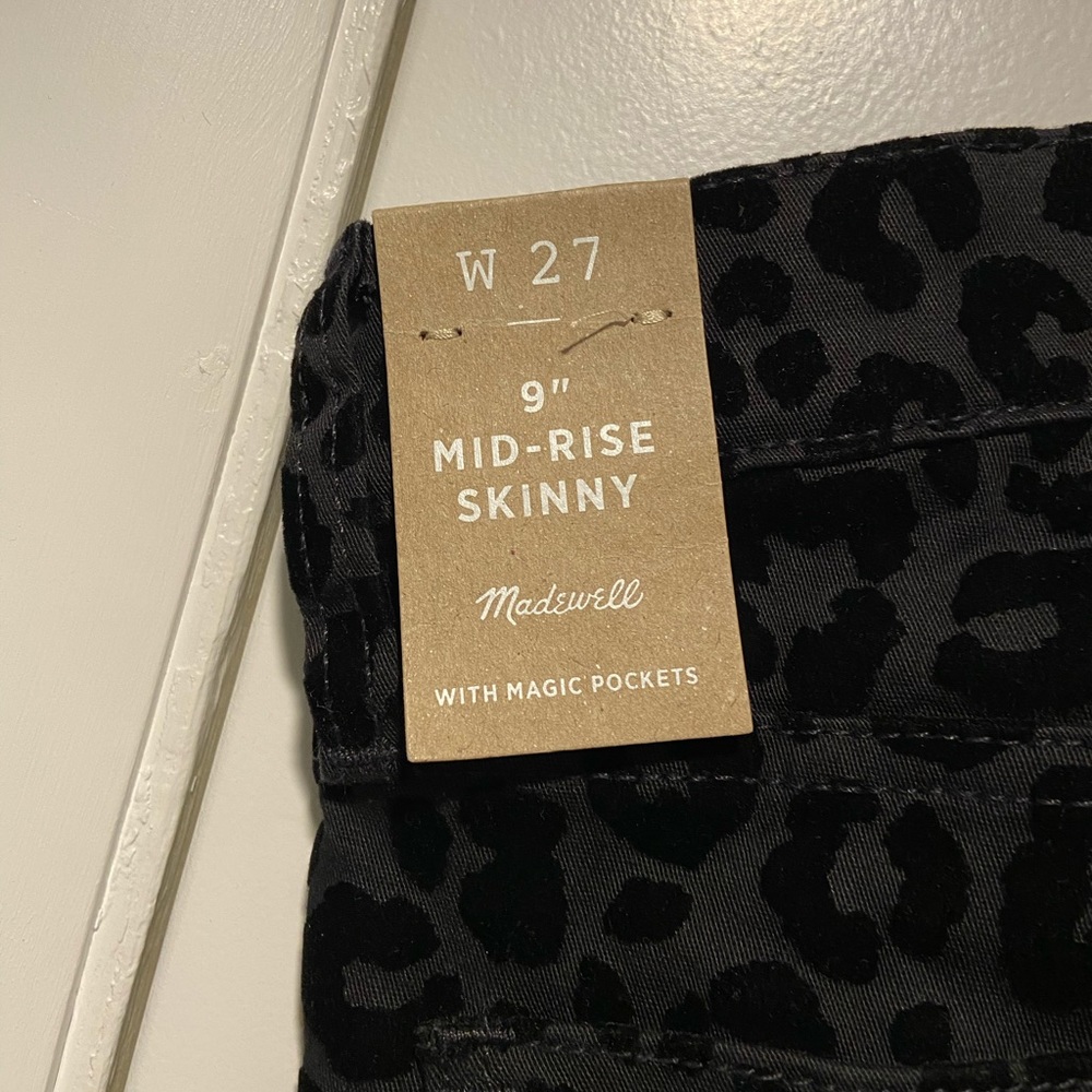 NWT Madewell Mid-Rise Skinny Jeans Flocked Leopard - Picture 6 of 10